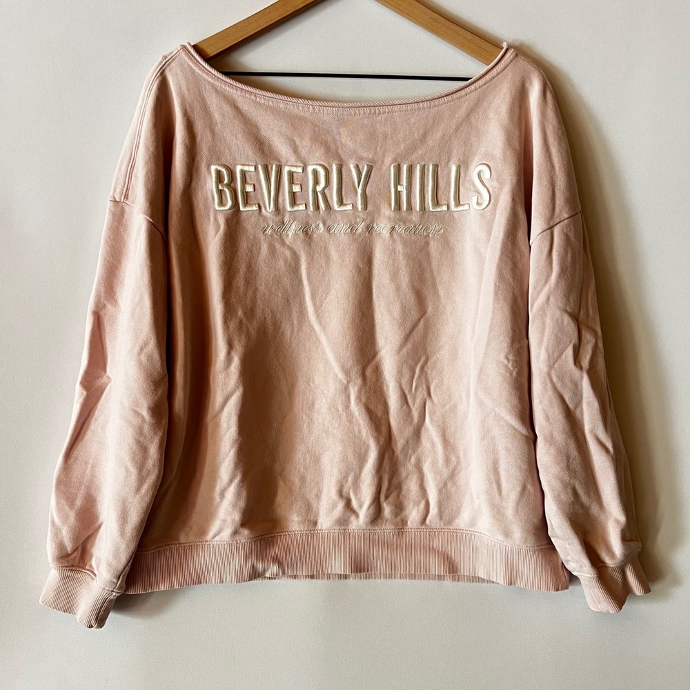 Garage Light Pink Cropped Graphic Crewneck Sweatshirt Medium M Cozy Y2K Pullover